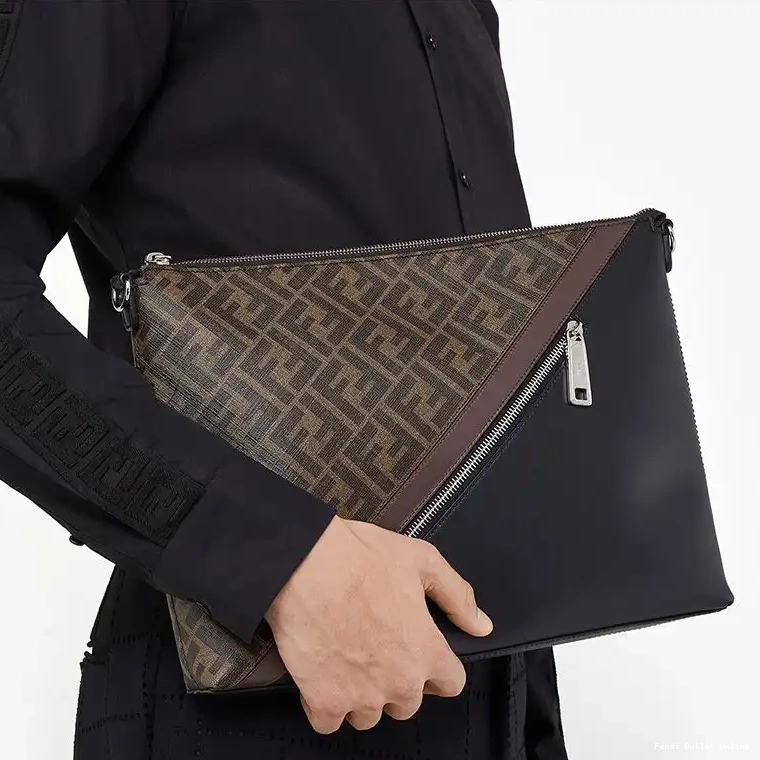 Cheap Brown Bag Fabric FF In Messenger Slim Fendi Motif 0420